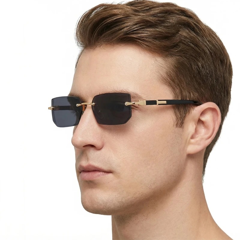 Kacamata Hitam Tanpa Bingkai F - Men'S Fashion Rimless Glasses ulasan dan harga