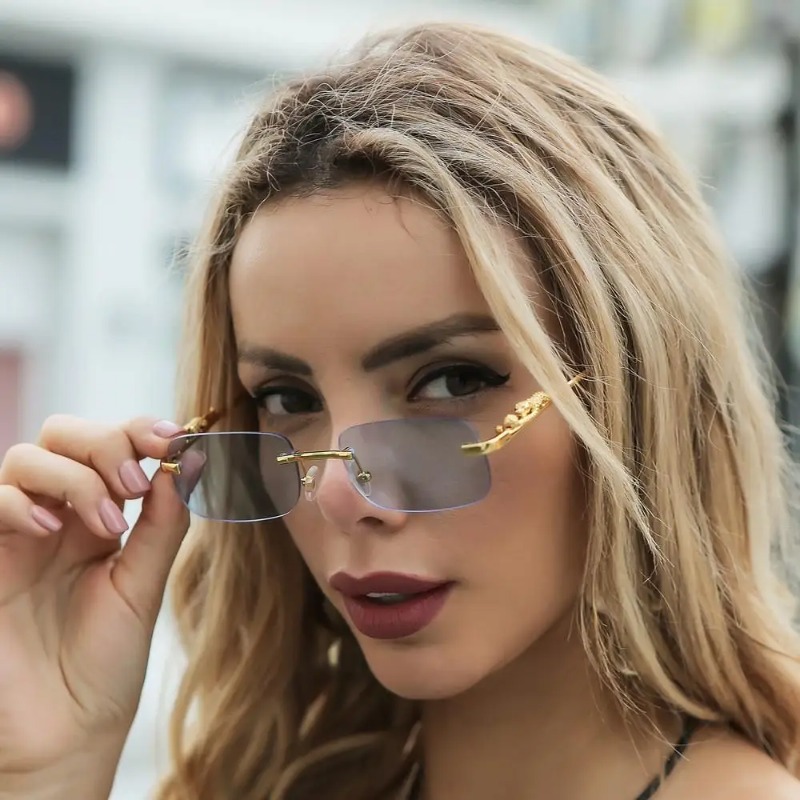 Kacamata Hitam Kotak Kecil Tan - Men'S Fashion Rimless Glasses ulasan dan harga