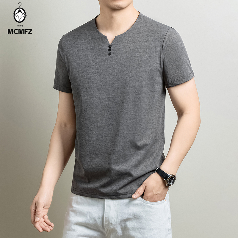 Kaos Henley Pria Basic Bahan K - Men'S Fashion 2025 ulasan dan harga