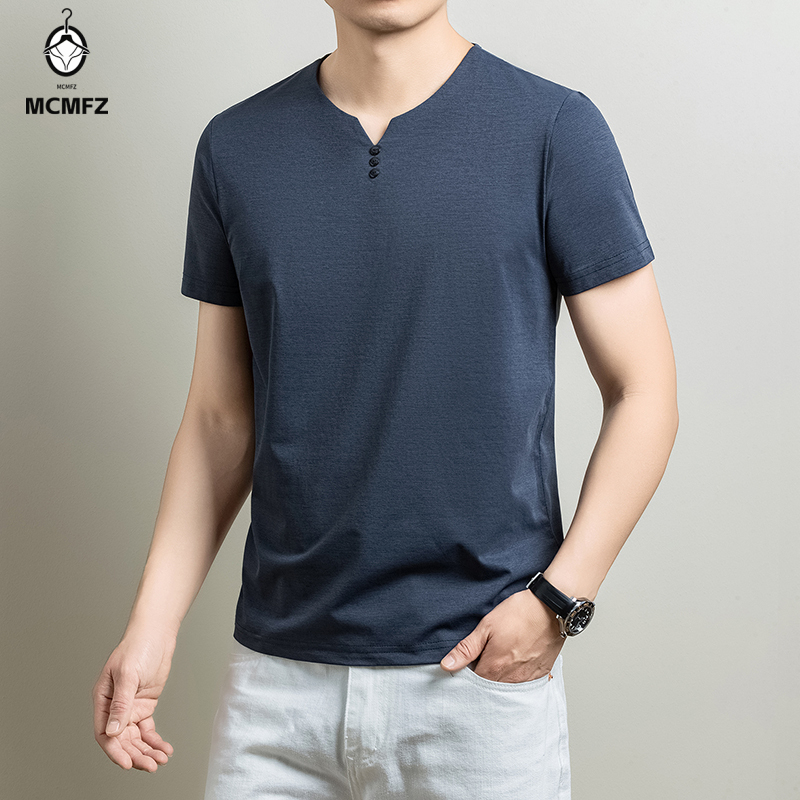 Kaos Henley Pria Basic Bahan K - Men'S Fashion 2025 ulasan dan harga