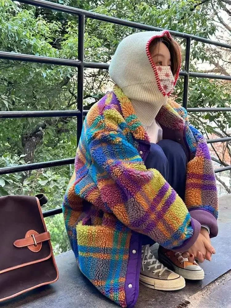 Mantel wanita kotak-kotak bulu - Sherpa Jacket Fleece ulasan dan harga