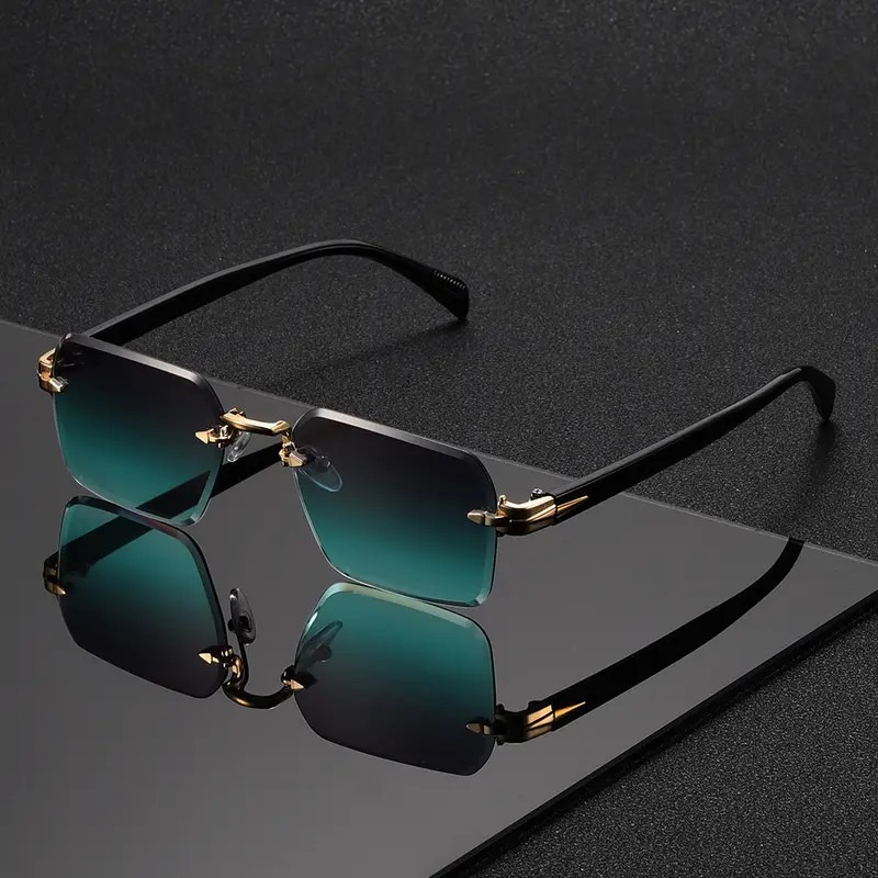 Kacamata Hitam Tanpa Bingkai B - Men'S Fashion Rimless Glasses ulasan dan harga