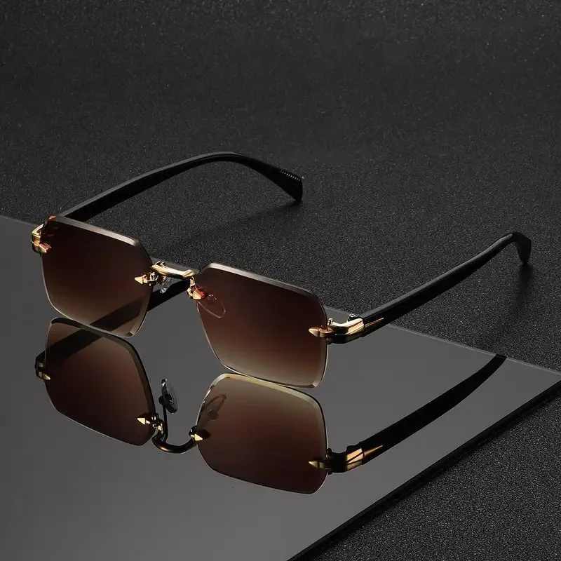 Kacamata Hitam Tanpa Bingkai B - Men'S Fashion Rimless Glasses ulasan dan harga