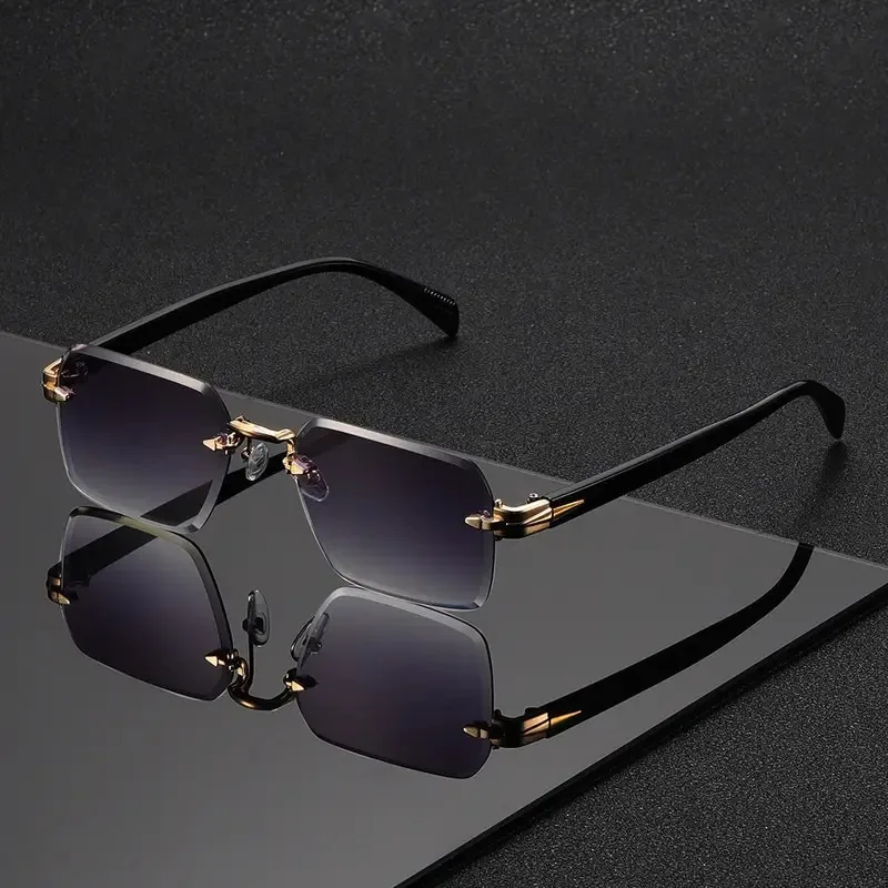 Kacamata Hitam Tanpa Bingkai B - Men'S Fashion Rimless Glasses ulasan dan harga