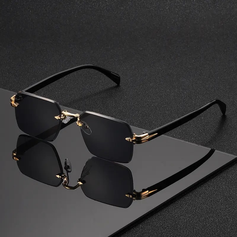 Kacamata Hitam Tanpa Bingkai B - Men'S Fashion Rimless Glasses ulasan dan harga