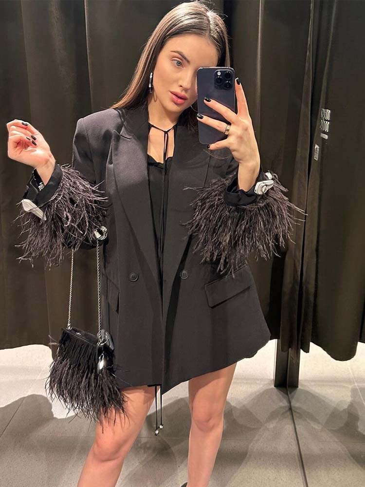 Pakaian Blazer bulu wanita, pa - Men'S Fashion All Black Outfit ulasan dan harga