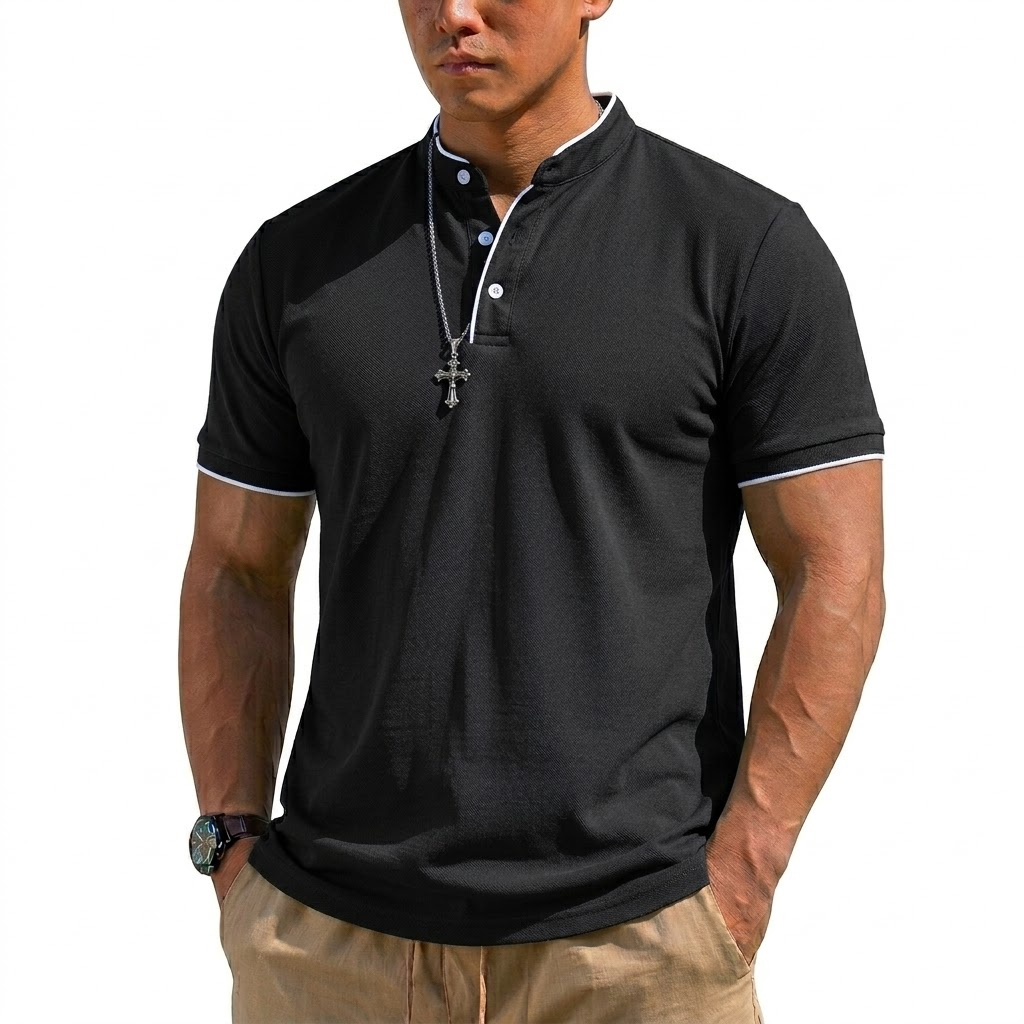 Kaos Henley Lengan Pendek Musi - Men'S Fashion 2025 ulasan dan harga
