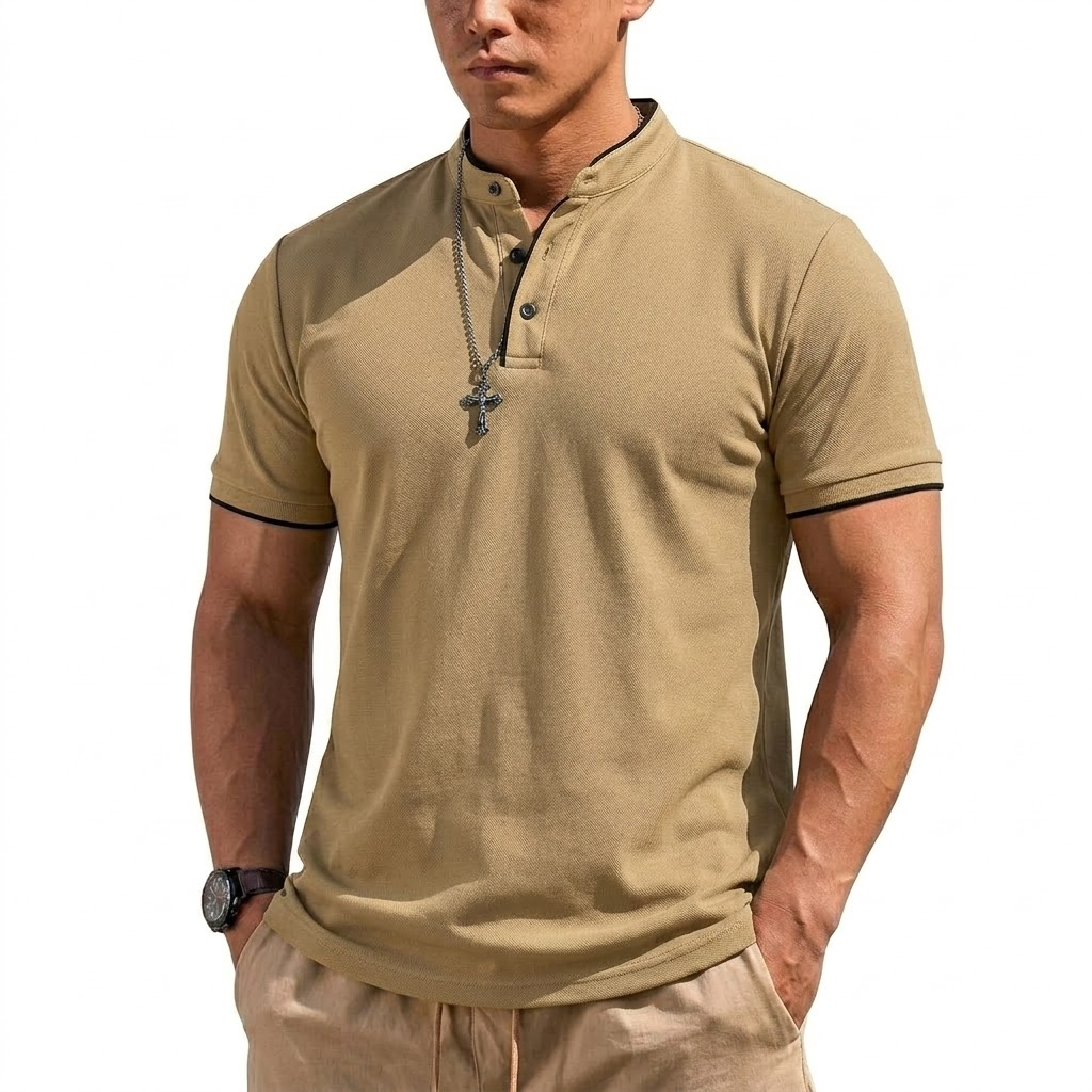 Kaos Henley Lengan Pendek Musi - Men'S Fashion 2025 ulasan dan harga