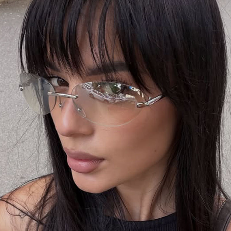 Kacamata Hitam Oval Tanpa Bing - Men'S Fashion Rimless Glasses ulasan dan harga