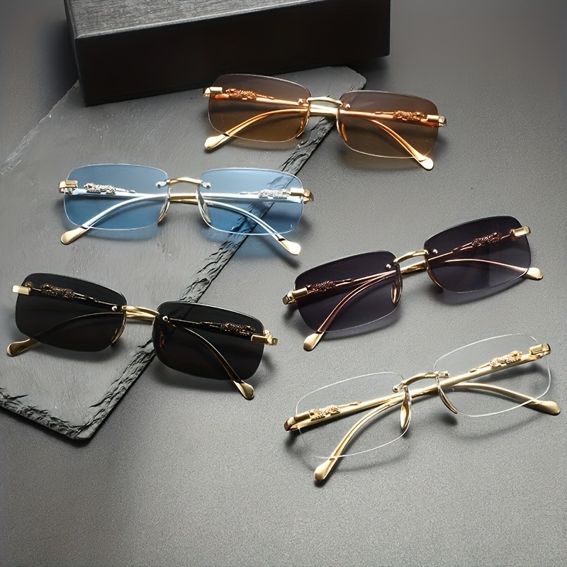 Kacamata Hitam Logam Tanpa Bin - Men'S Fashion Rimless Glasses ulasan dan harga