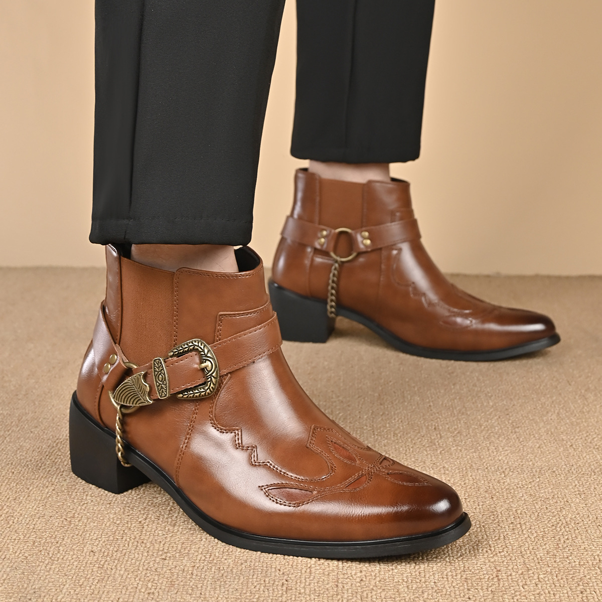 Sepatu Boots Kulit Vintage Pri - Men'S Fashion Old Money ulasan dan harga