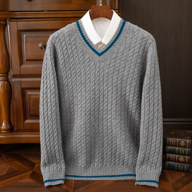 Sweter Kasmir Murni 100% Tebal - Mens Fashion Jumpers ulasan dan harga