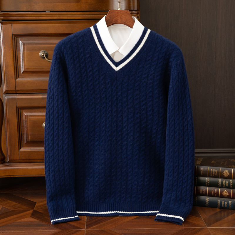 Sweter Kasmir Murni 100% Tebal - Mens Fashion Jumpers ulasan dan harga