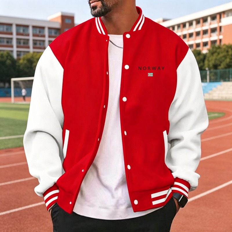 Jaket Varsity Pria Warna Merah - Varsity Jacket Letterman ulasan dan harga