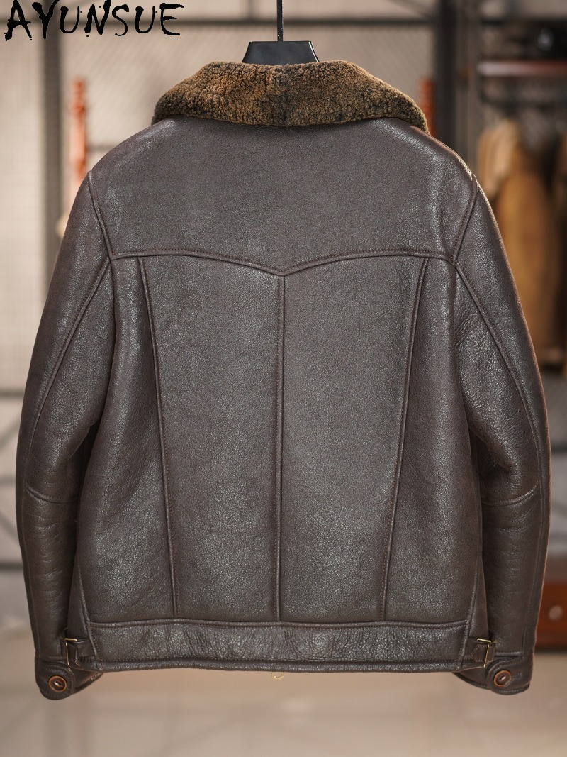 AYUNSUE 100% Mantel Bulu Alami - Men'S Fashion Leather Jacket ulasan dan harga