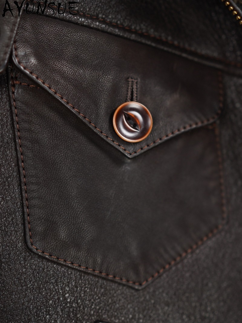AYUNSUE 100% Mantel Bulu Alami - Men'S Fashion Leather Jacket ulasan dan harga