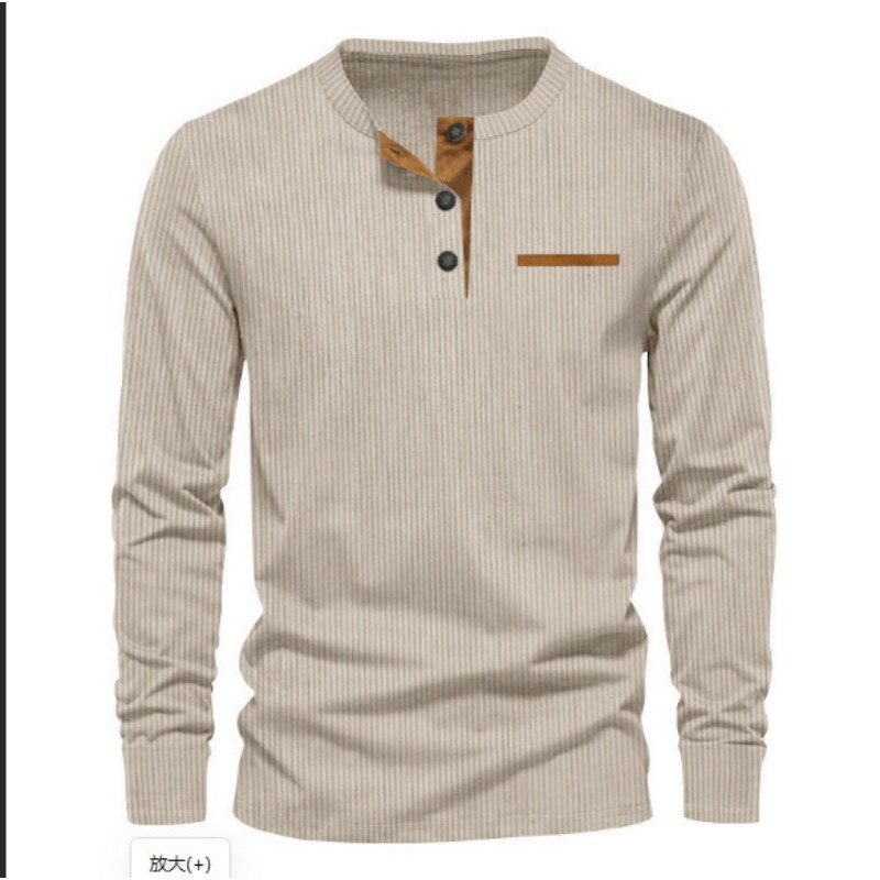 Kaos Henley Lengan Panjang Pri - Men'S Fashion 2025 ulasan dan harga