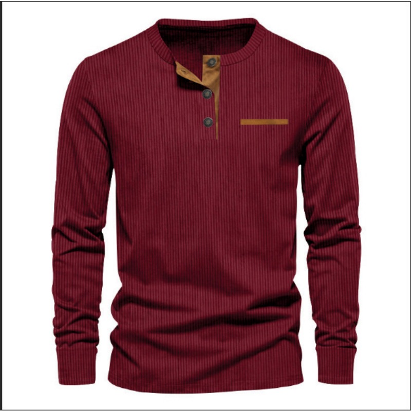 Kaos Henley Lengan Panjang Pri - Men'S Fashion 2025 ulasan dan harga